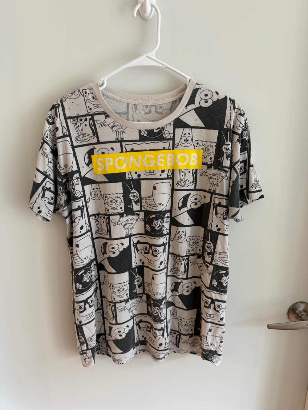 SpongeBob Squarepants Black & White Comic Panel Tee with Yellow Logo